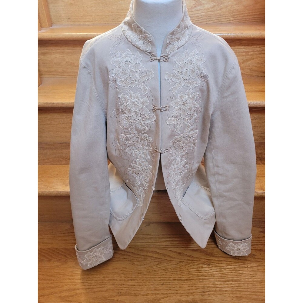Coldwater Creek Blazer Jacket Lace Hooks Size Small Embroidered